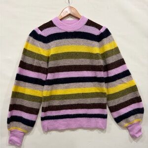 Ganni NWT Striped Balloon Sleeve Sweater - size XS